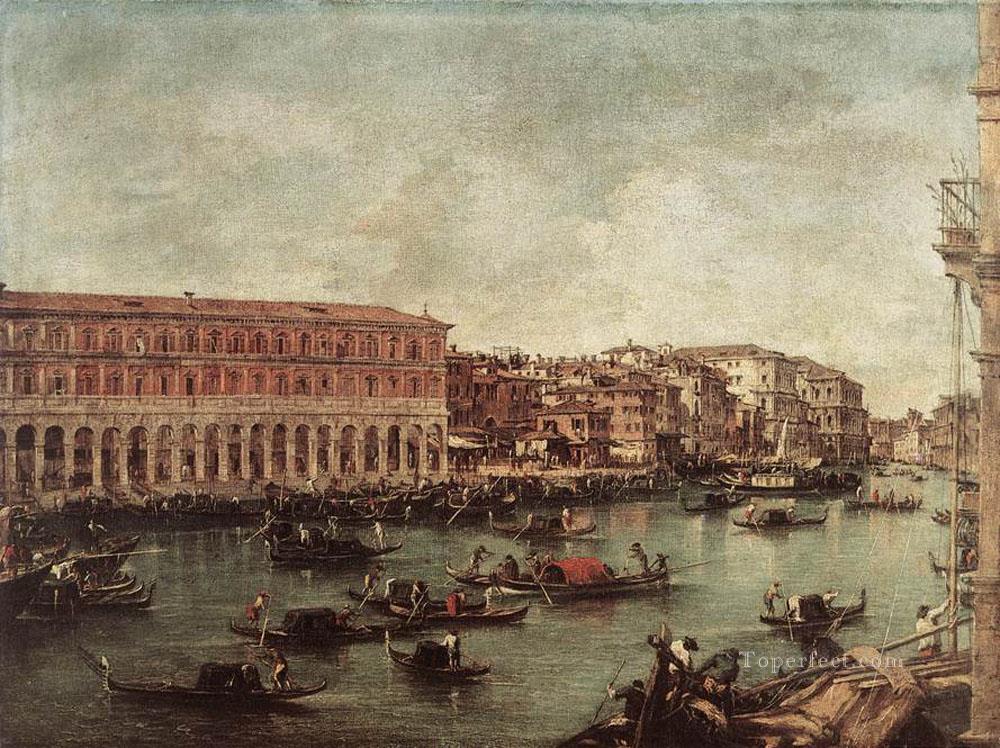 El Gran Canal en el mercado de pescado Pescheria Francesco Guardi Veneciano Pintura al óleo